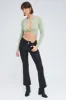 Green Cut Out Top Long Sleeve Crew Neck Seamless sold by Ally Fashion