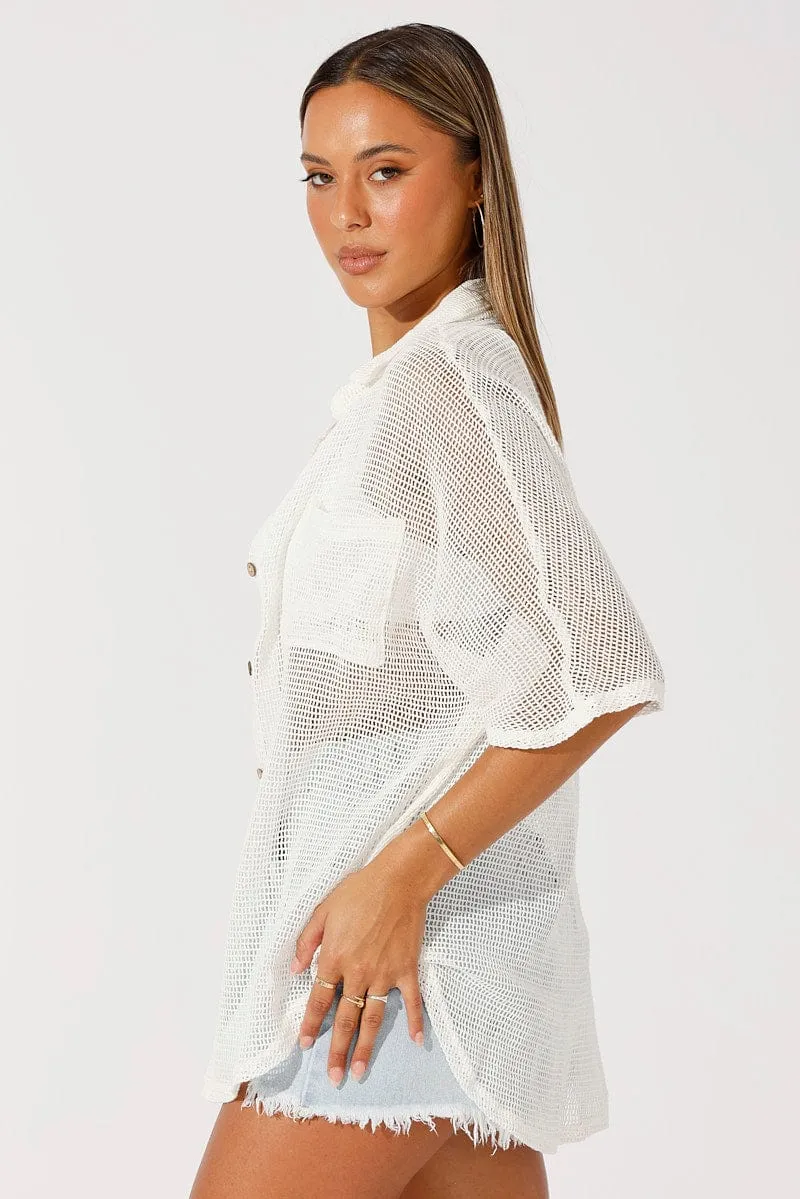 White Shirt Short Sleeve Collared Neck sold by Ally Fashion product image thumbnail 4