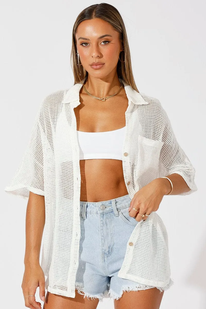 White Shirt Short Sleeve Collared Neck sold by Ally Fashion