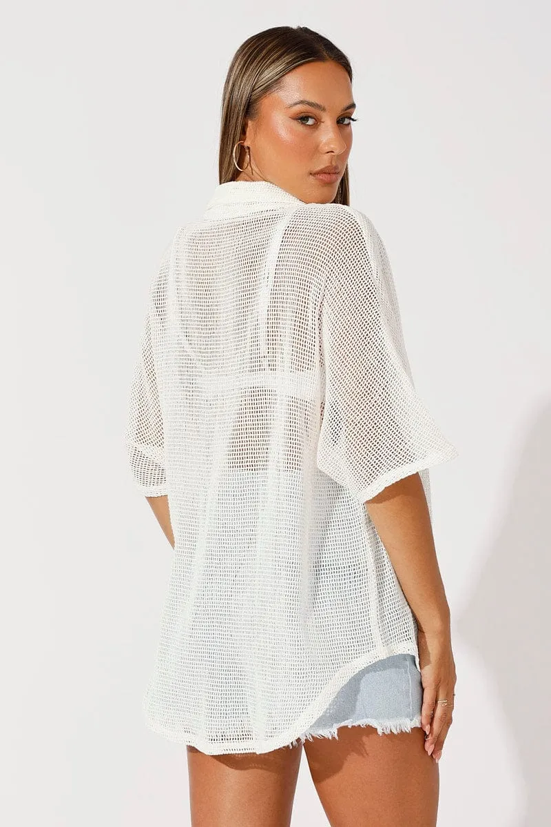 White Shirt Short Sleeve Collared Neck sold by Ally Fashion product image thumbnail 5