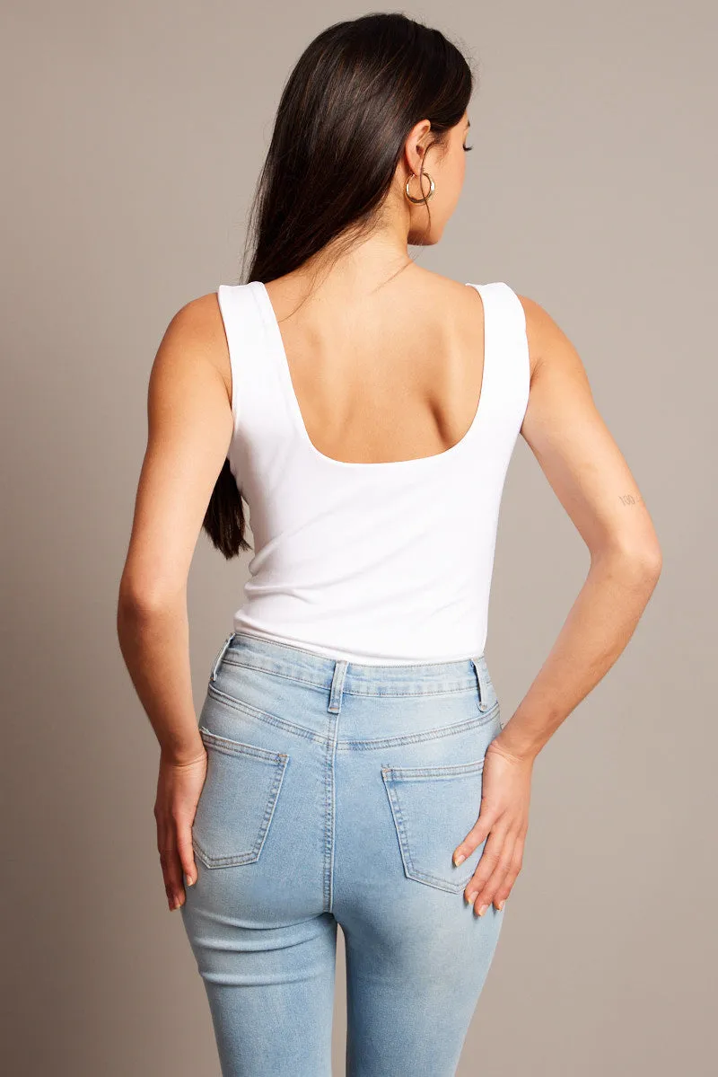White Supersoft Bodysuit Sleeveless sold by Ally Fashion product image thumbnail 4