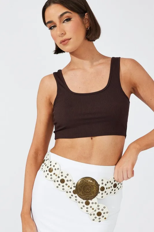 White Disc Belt sold by Ally Fashion