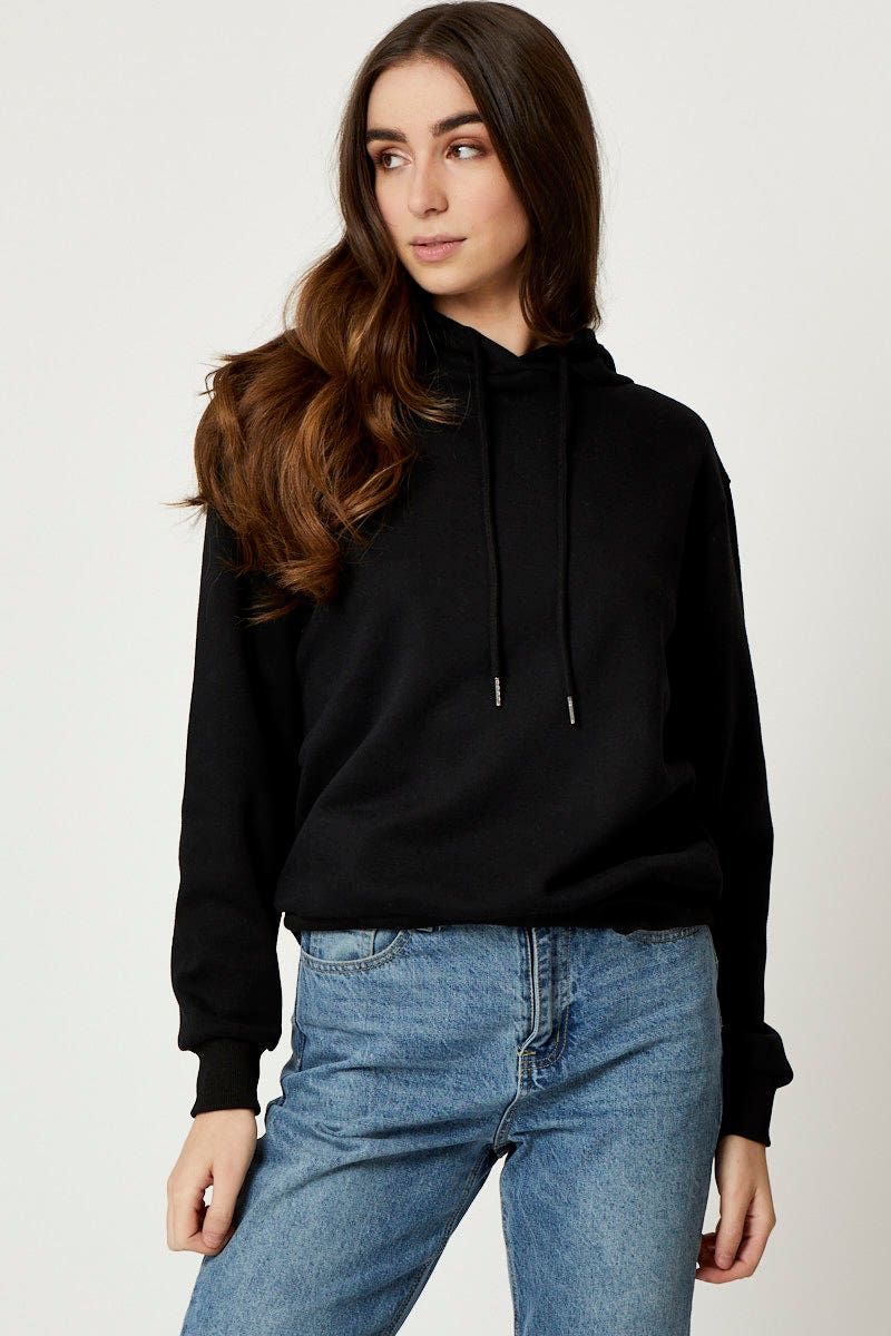 Black Hoodie Long Sleeve sold by Ally Fashion product image thumbnail 3