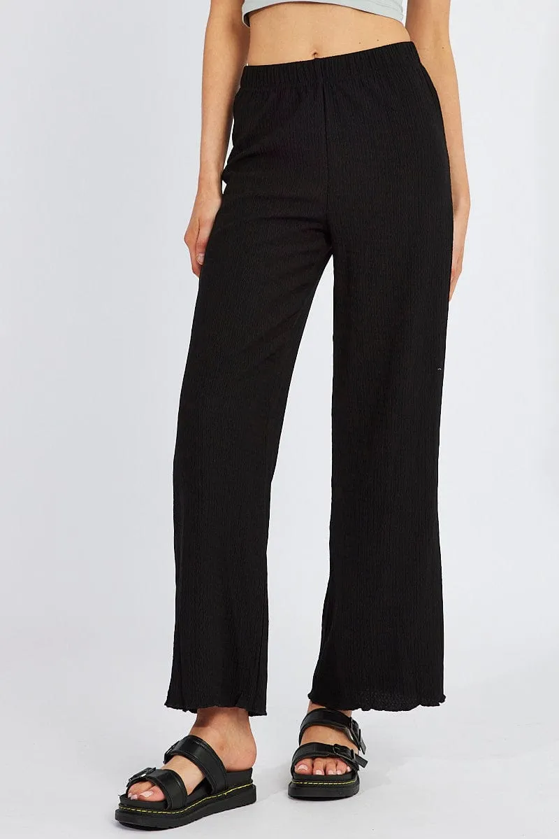 Black Wide Leg Pants High Rise sold by Ally Fashion product image thumbnail 3