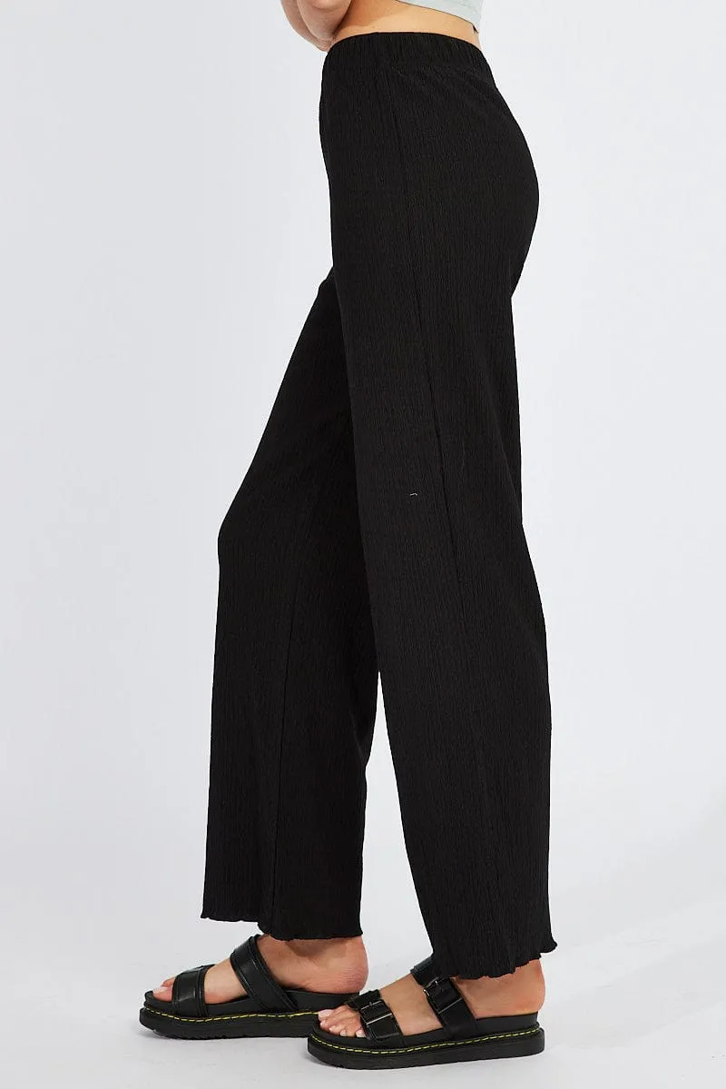 Black Wide Leg Pants High Rise sold by Ally Fashion product image thumbnail 4