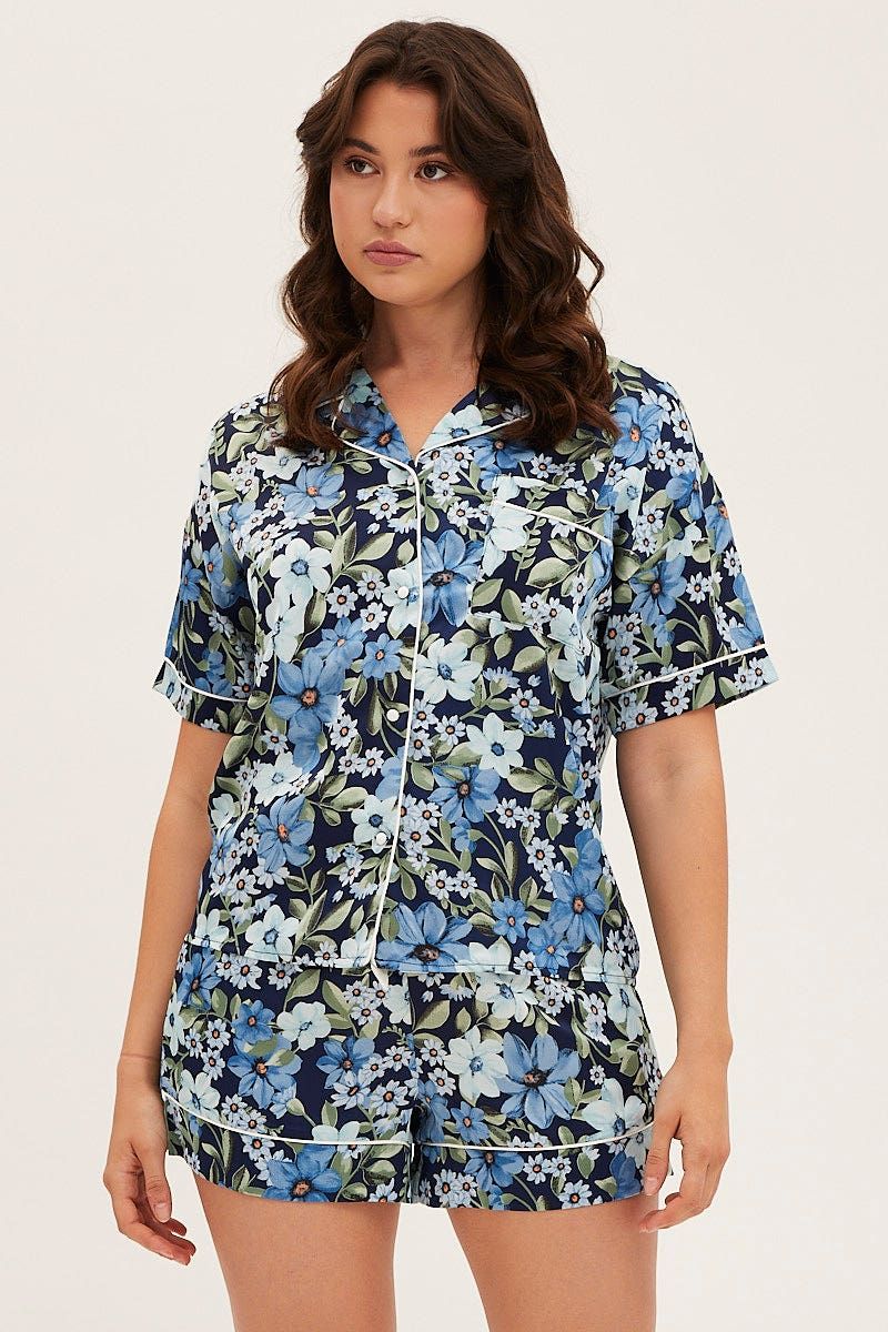 Print Satin Pajamas Set Short Sleeve sold by Ally Fashion product image thumbnail 3