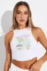White Graphic Tank Crop Contrast Ringer Singlet Top sold by Ally Fashion