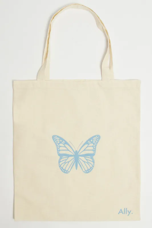 Blue Print Tote Bag Printed Butterfly sold by Ally Fashion