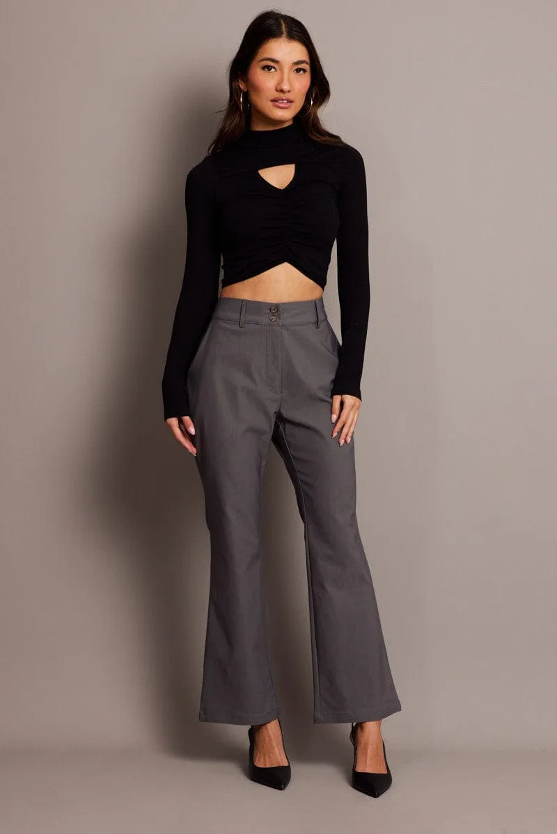 Black Cut Out Top Long Sleeve Mock Neck Seamless sold by Ally Fashion product image thumbnail 2