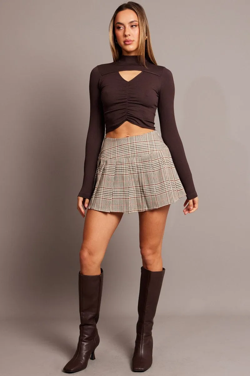 Beige Check Tennis Skirt Mini sold by Ally Fashion product image thumbnail 2