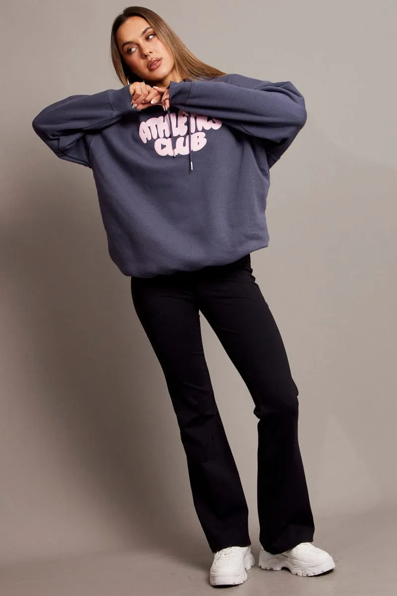 Blue Graphic Hoodie Sweater Long Sleeve sold by Ally Fashion product image thumbnail 2