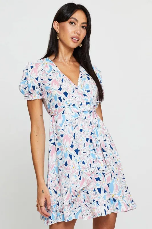 Print Mini Dress Short Sleeve Fit And Flare sold by Ally Fashion