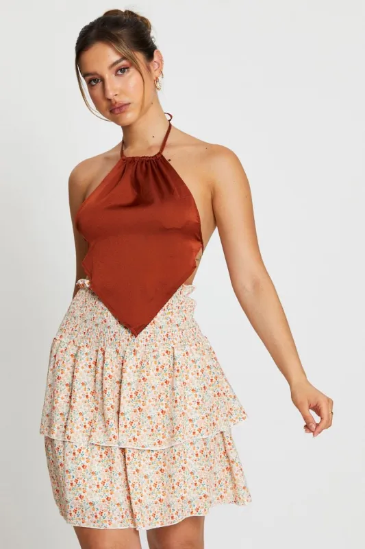 Print Ruffle Skater Skirt sold by Ally Fashion