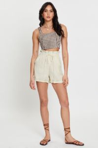 Check Crop Top Sleeveless Square Neck sold by Ally Fashion