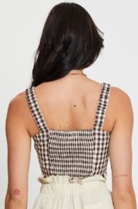 Check Crop Top Sleeveless Square Neck sold by Ally Fashion
