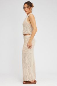 Beige Knit Skirt Midi Crochet sold by Ally Fashion