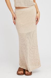 Beige Knit Skirt Midi Crochet sold by Ally Fashion