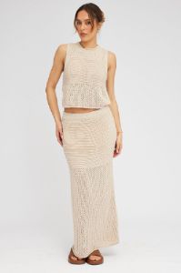 Beige Knit Skirt Midi Crochet sold by Ally Fashion