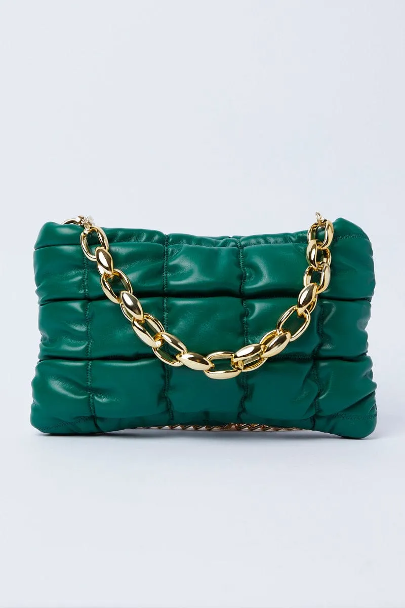 Green Chain Decor Quilted Shoulder Bag sold by Ally Fashion product image thumbnail 5