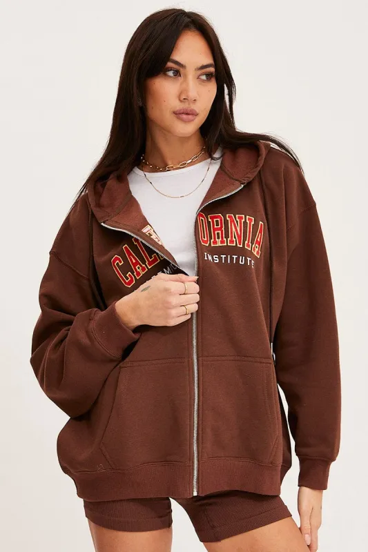 Brown Graphic Sweatshirts sold by Ally Fashion