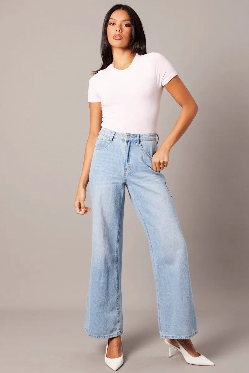 Pink Bodysuit Short Sleeve Crew Neck Supersoft sold by Ally Fashion product image thumbnail 2