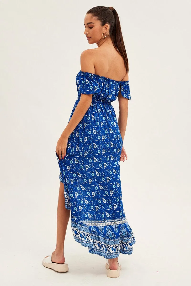 Blue Boho Midi Dress Short Sleeve Ruffle sold by Ally Fashion product image thumbnail 5