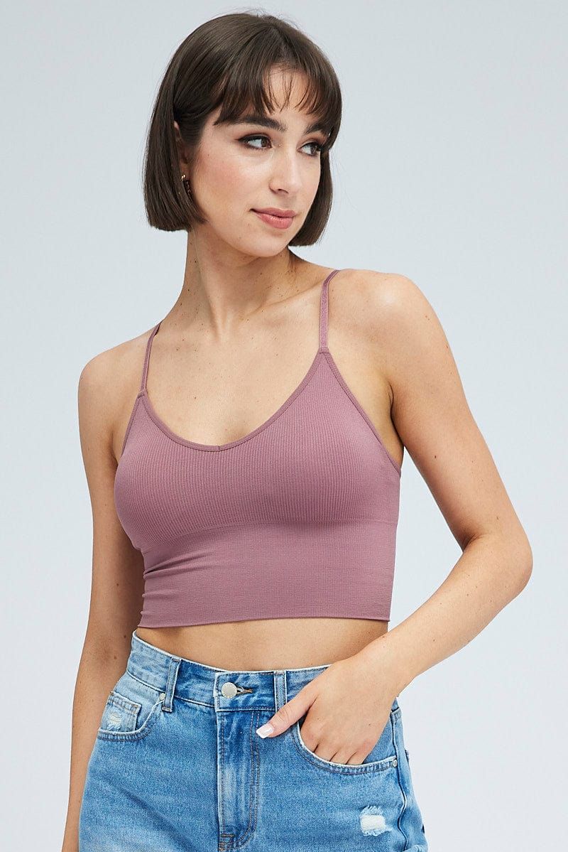 Purple Crop Singlet Top Seamless sold by Ally Fashion