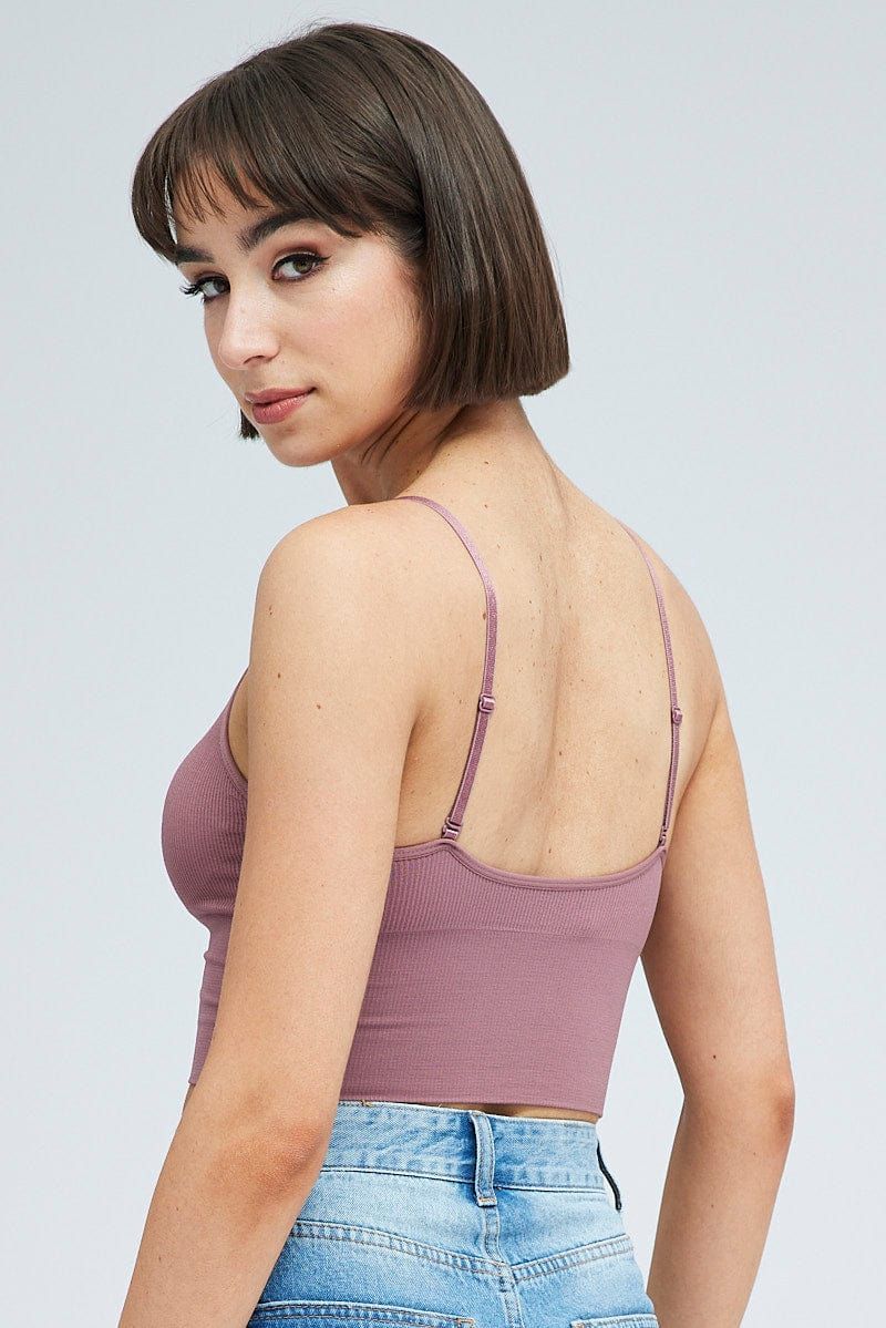 Purple Crop Singlet Top Seamless sold by Ally Fashion product image thumbnail 5