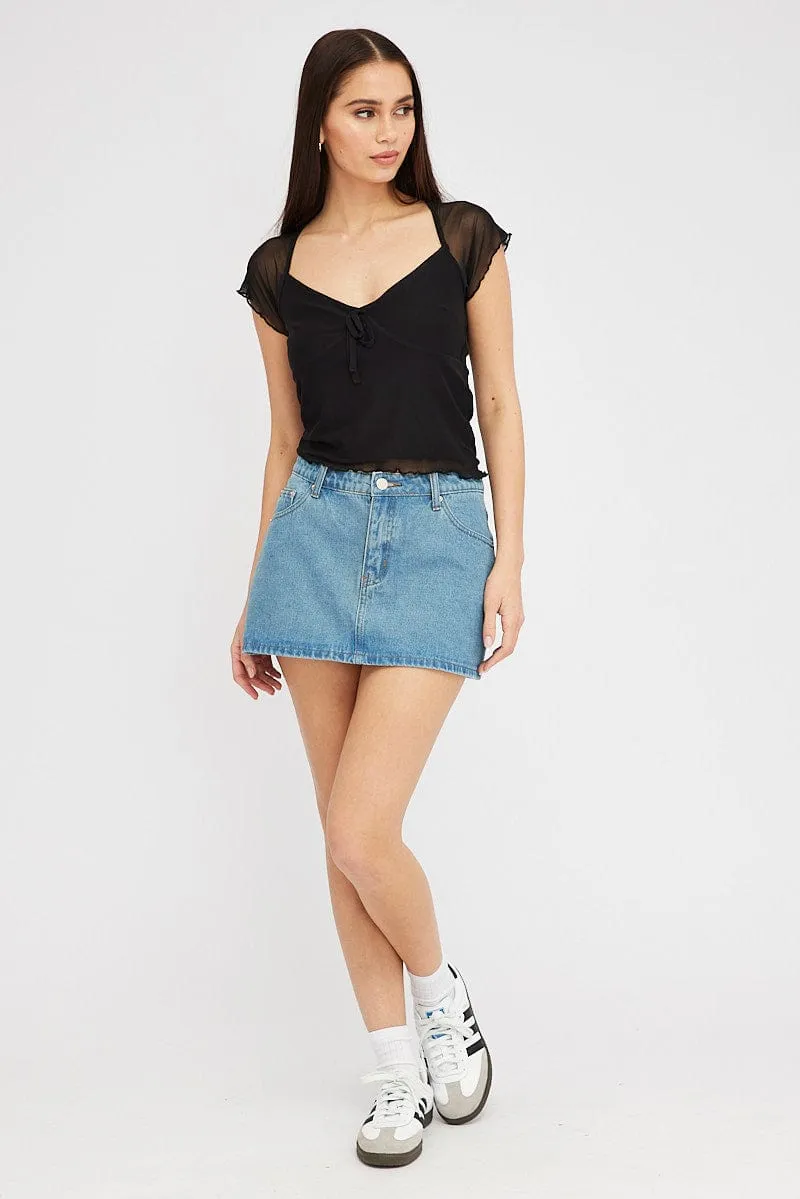 Black Mesh Top Short Sleeve sold by Ally Fashion product image thumbnail 2