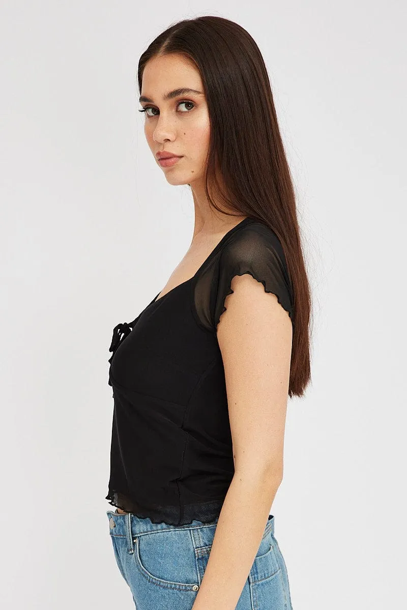 Black Mesh Top Short Sleeve sold by Ally Fashion product image thumbnail 4