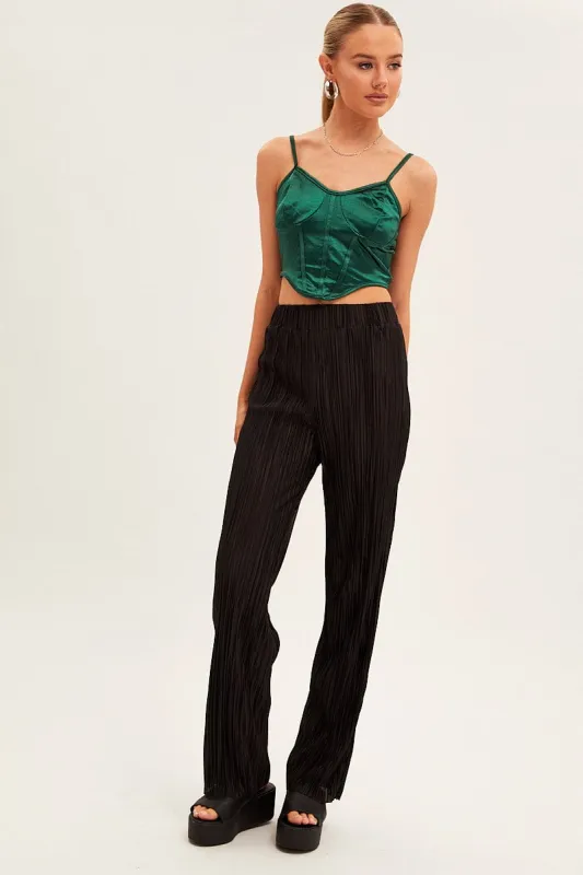 Black Plisse Pants Wide Leg sold by Ally Fashion