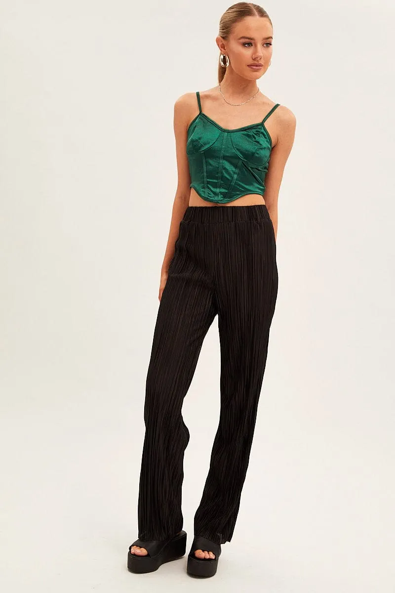 Black Plisse Pants Wide Leg sold by Ally Fashion