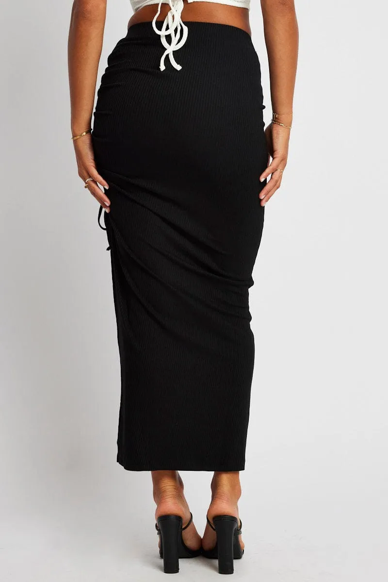 Black Maxi Skirt Side Split Ribbed sold by Ally Fashion product image thumbnail 5