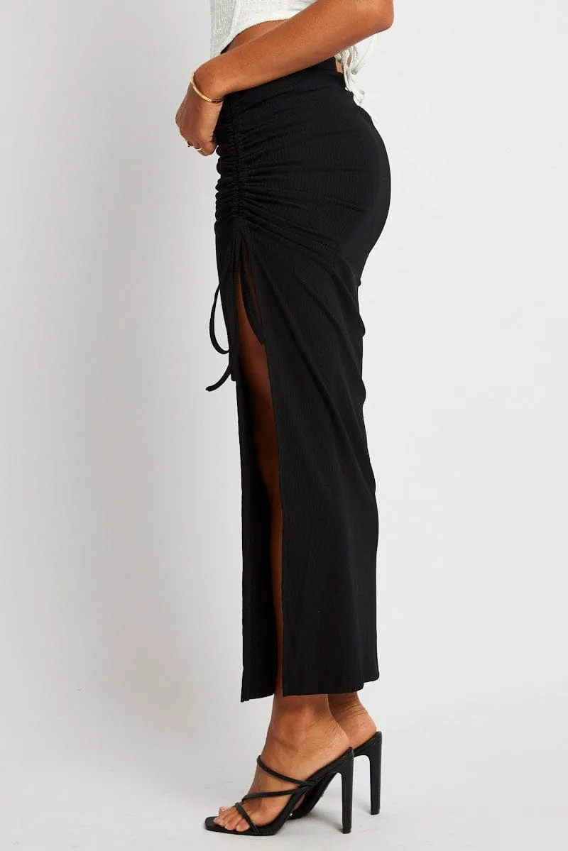 Black Maxi Skirt Side Split Ribbed sold by Ally Fashion product image thumbnail 4