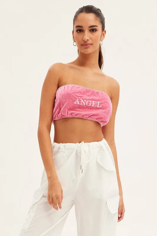 Pink Velvet Bandeau Top sold by Ally Fashion
