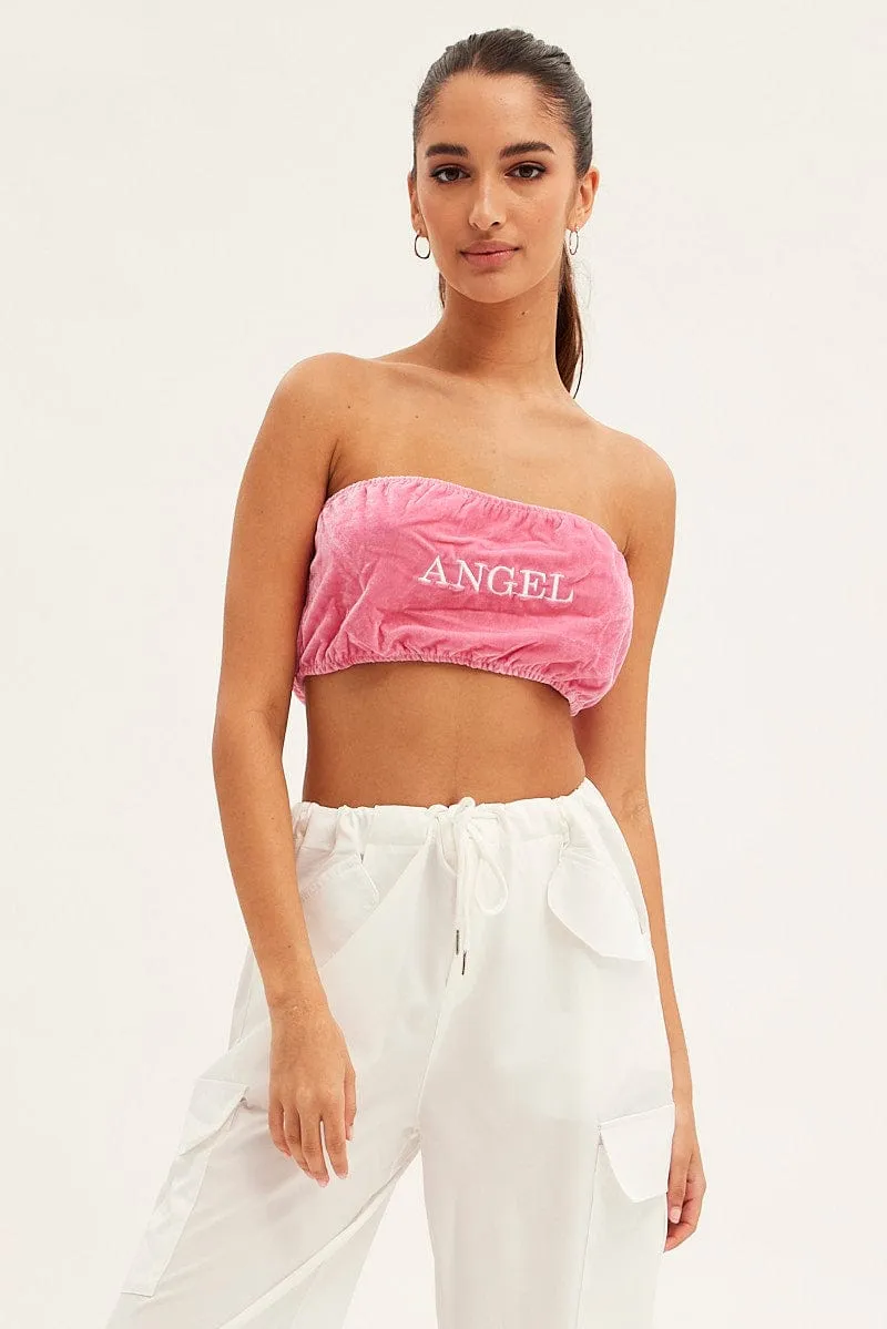 Pink Velvet Bandeau Top sold by Ally Fashion