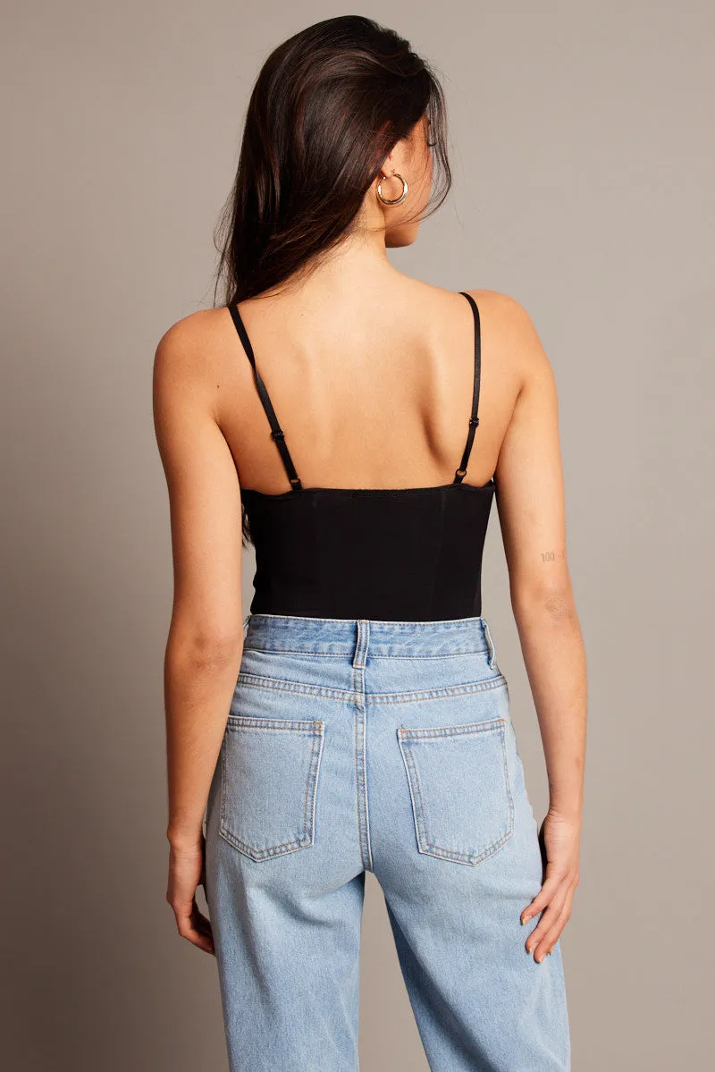 Black Mesh Bodysuit Singlet Lace Insert sold by Ally Fashion product image thumbnail 5