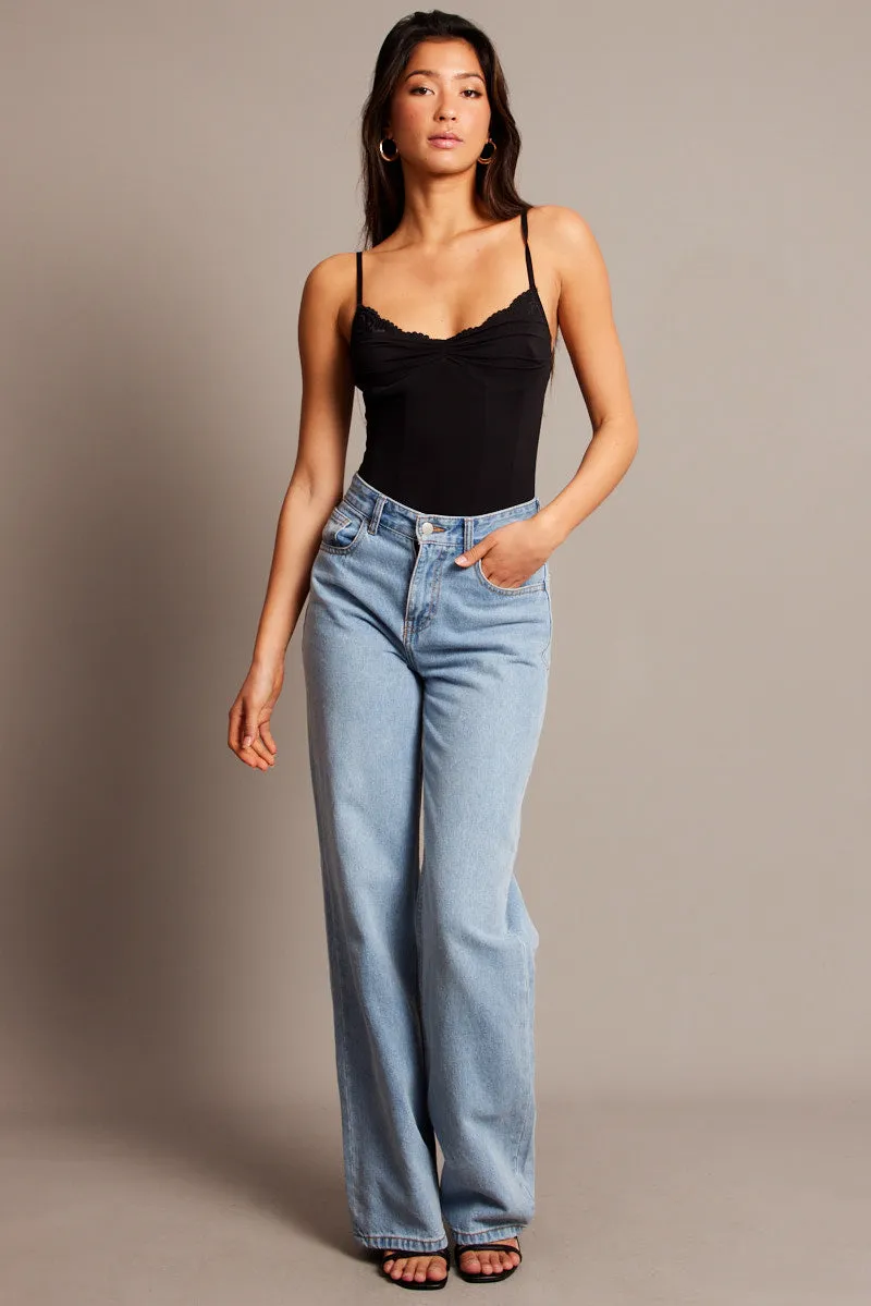 Black Mesh Bodysuit Singlet Lace Insert sold by Ally Fashion product image thumbnail 2