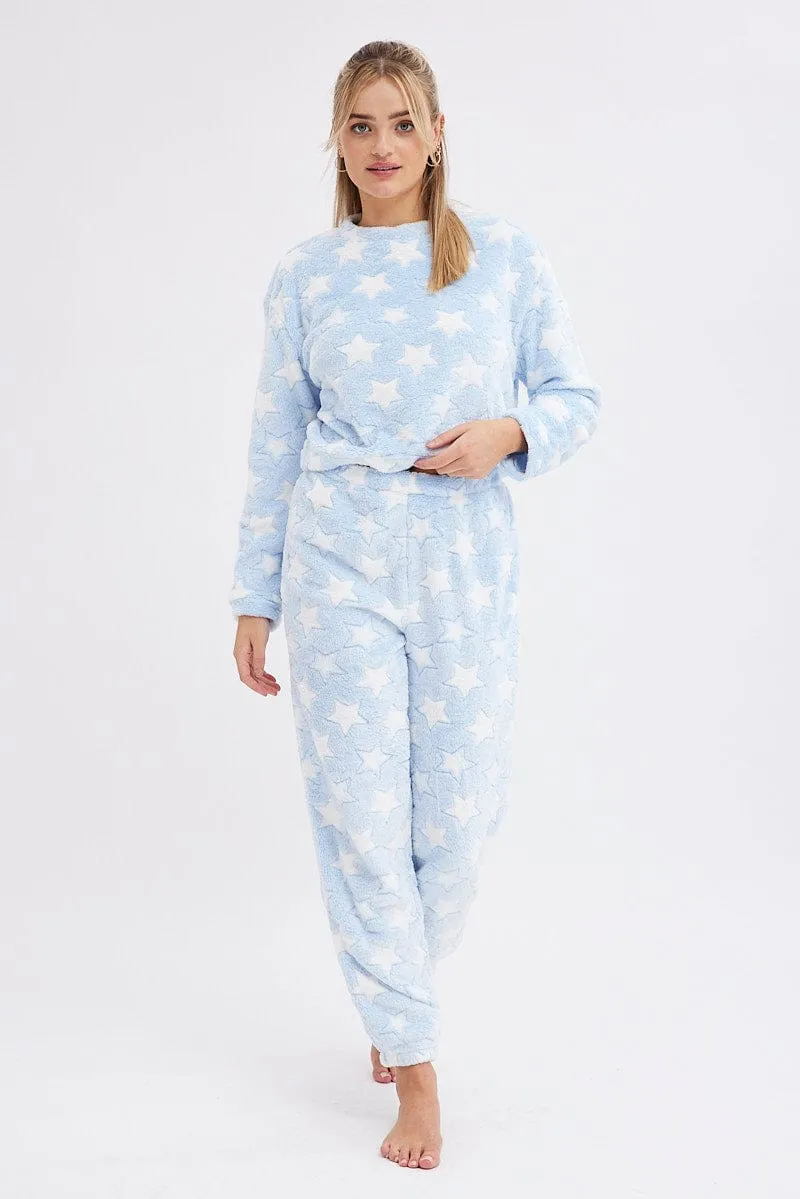 Blue Print Fluffy Pj Star Print Cosy Pyjama Set sold by Ally Fashion product image thumbnail 3