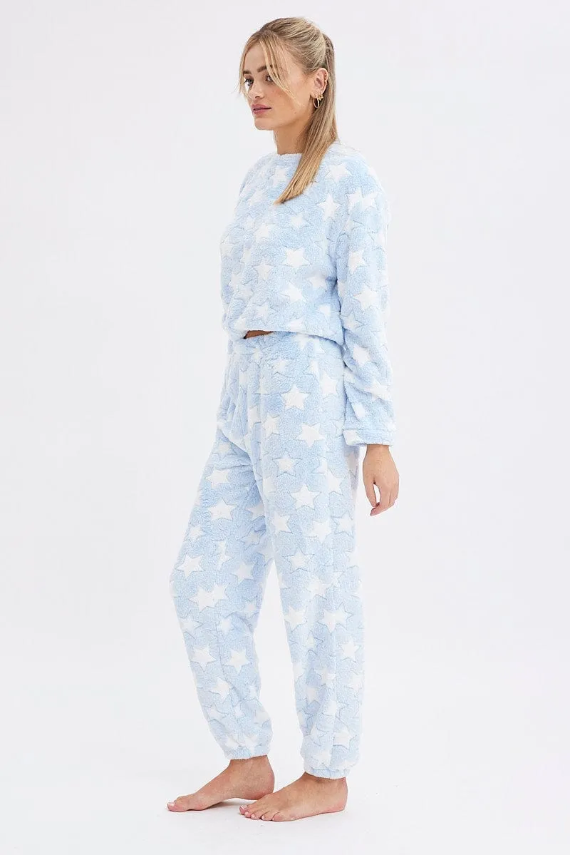 Blue Print Fluffy Pj Star Print Cosy Pyjama Set sold by Ally Fashion product image thumbnail 4