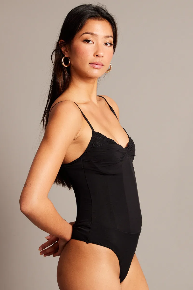 Black Mesh Bodysuit Singlet Lace Insert sold by Ally Fashion product image thumbnail 4