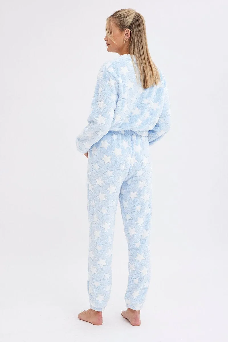 Blue Print Fluffy Pj Star Print Cosy Pyjama Set sold by Ally Fashion product image thumbnail 5