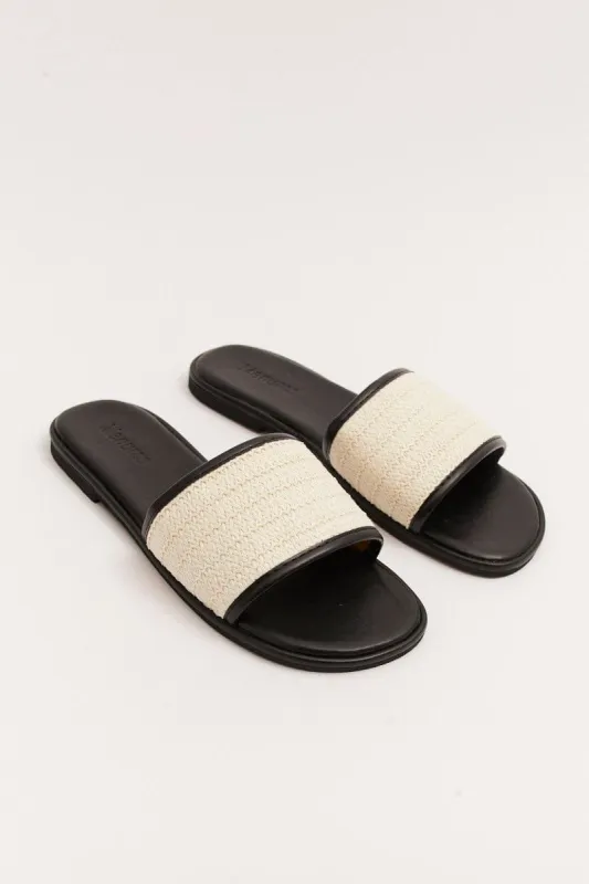 Black Braided Flat Slippers Slides sold by Ally Fashion