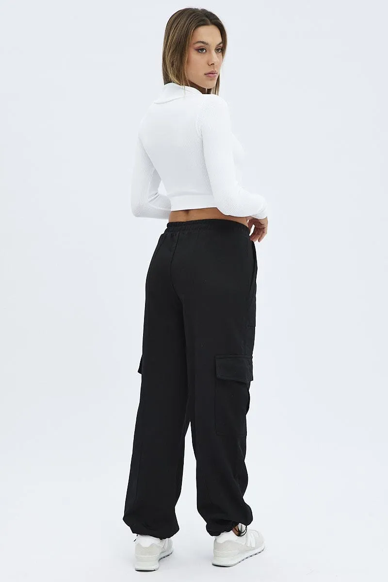 Black Cargo Track Pants sold by Ally Fashion product image thumbnail 5