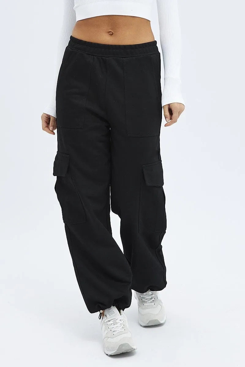 Black Cargo Track Pants sold by Ally Fashion product image thumbnail 2
