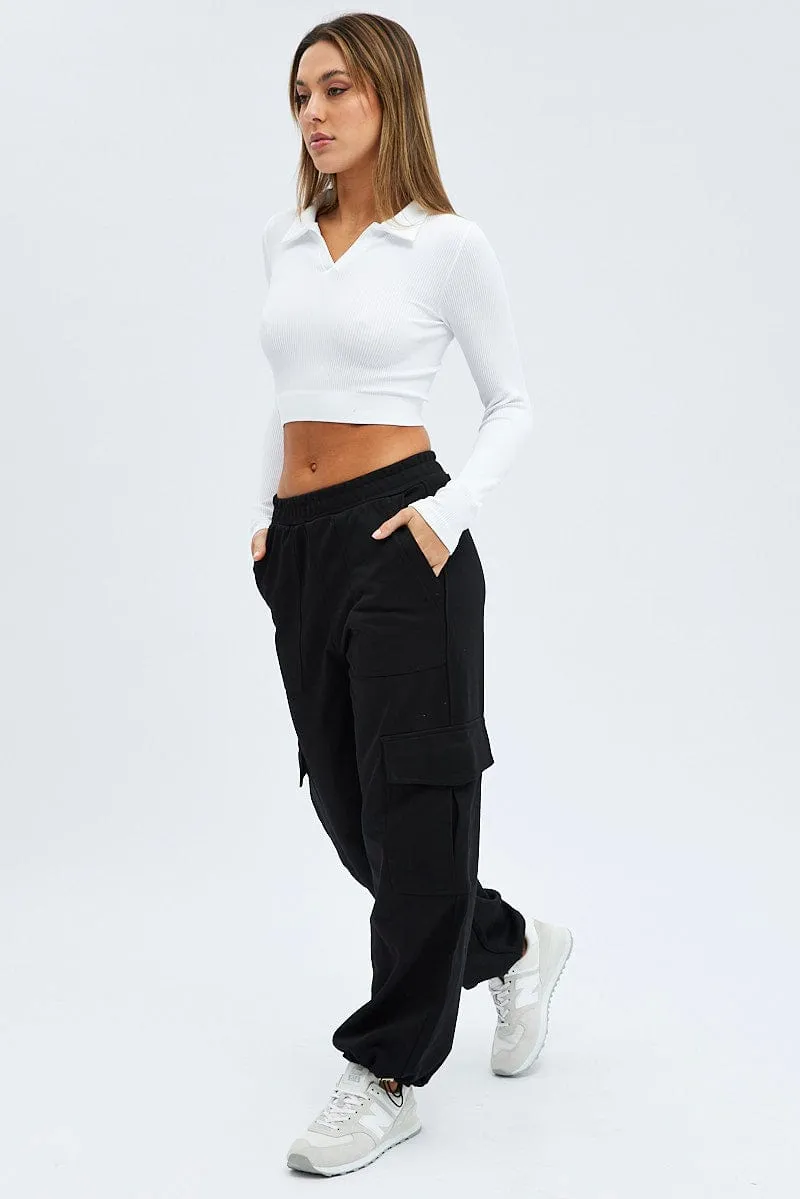Black Cargo Track Pants sold by Ally Fashion product image thumbnail 3