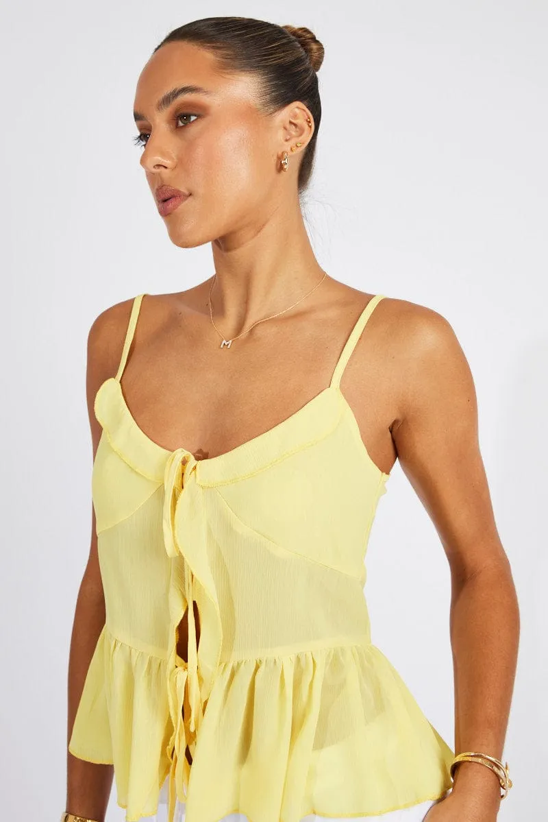 Yellow Tie Up Top Singlet sold by Ally Fashion product image thumbnail 3
