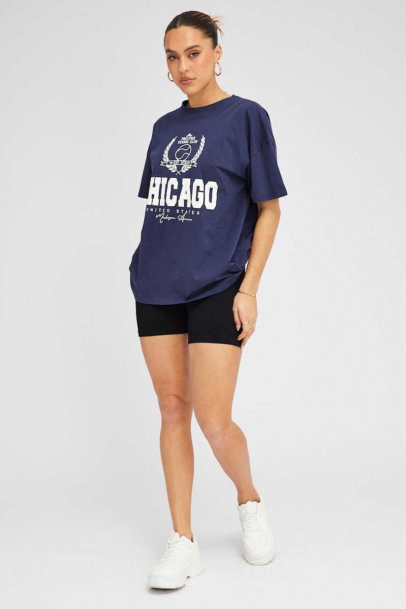 Blue Graphic tee Chicago Tennis Slogan Oversize t-shirt sold by Ally Fashion product image thumbnail 2
