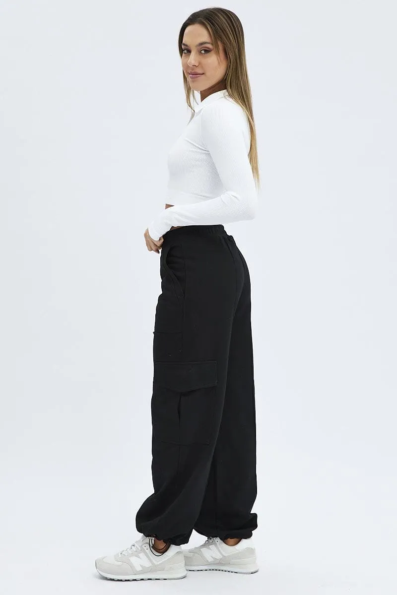Black Cargo Track Pants sold by Ally Fashion product image thumbnail 4
