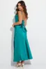 Green Slip Dress Sleeveless Tie Back Satin Midi sold by Ally Fashion